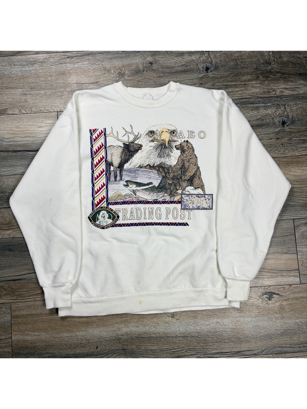 90’s Idaho Trading Post white graphic crewneck sweatshirt